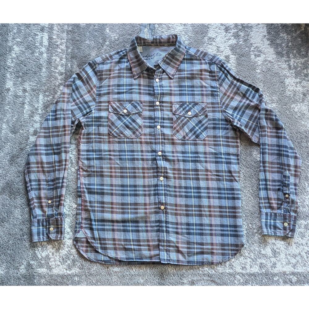 Atelier Shirt by Shirt Long Sleeve Plaid Shirt, Blue Gray Flip Cuff - Large NWT
